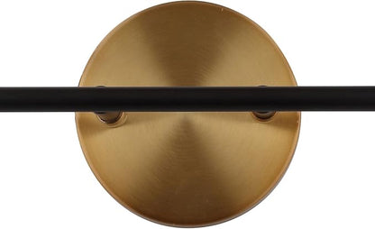 JONATHAN Y 18" Black/Brass Gold 2-Light LED Wall Sconce Vanity Lighting, Clear Glass Globe Shade Modern Contemporary Sconce for Bathroom Mirror, Hallway, UL Listed (JYL9010A)