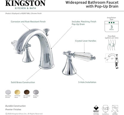 Aqua Eden KS2971WLL 8 in. Widespread Bathroom Faucet, Polished Chrome