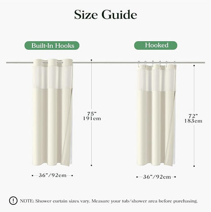 Cream Hook Free Waffle Shower Curtain & Snap-in Fabric Liner,36x75 | Less Time to install, 3 in 1 Fabric Shower Curtain and Liner Set with Magnets, Stall, Shower Curtains for Bathroom