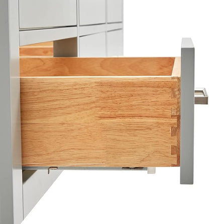ARIEL Hutton 60-inch Bathroom Vanity with Sink,Solid Wood, 1.5-inch Pure White Quartz Countertop & Backsplash, Double Rectangular Porcelain Sink, 3 Dovetail Drawers, Grey