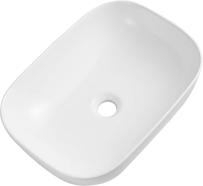 DeerValley DV-1V432 Prism Rectangular Bathroom Vessel Sink White Above Counter Vanity Porcelain Ceramic