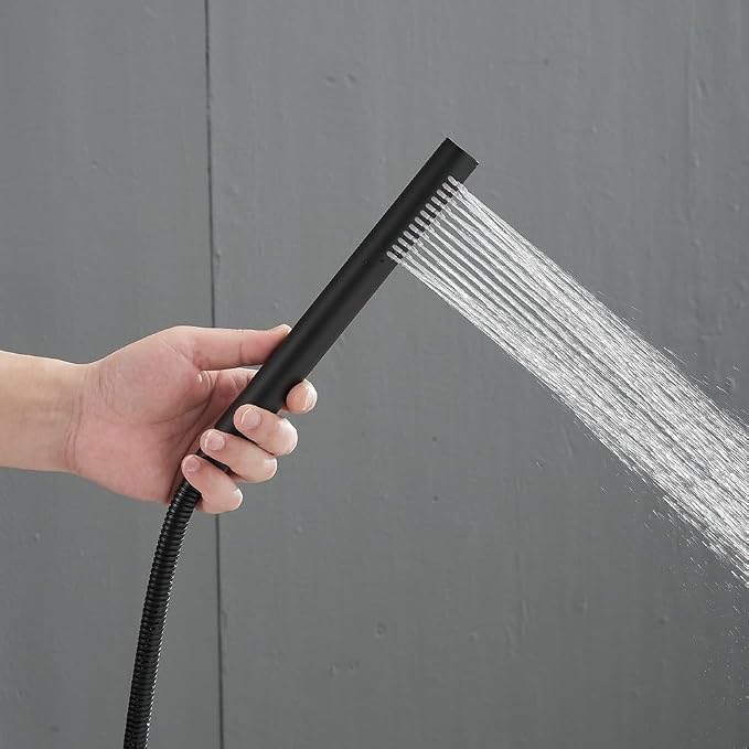 Hand Shower Round Wand Handheld Shower Spray High Pressure Single Function Luxury Hand Showerhead Matte Black