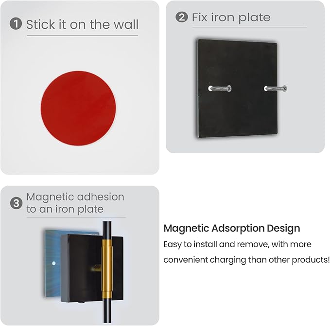 28 Inch Battery Operated Wall Sconces Set of 2, 10000mAh Rechargeable Wireless Wall Lights with Remote, 360° Magnetic Dimmable Black LED Sconce Decor for Bedroom, TV, Mirror, Living Room