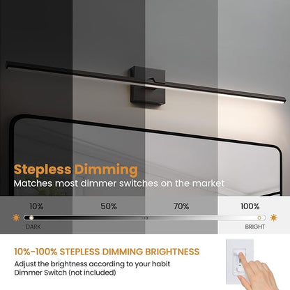 Modern Bathroom Light Fixtures Over Mirror - 39 Inch Matte Black Vanity Light Bar 28W Dimmable 5CCT LED Vanity Lights for Bathroom Wall Sconce Lighting
