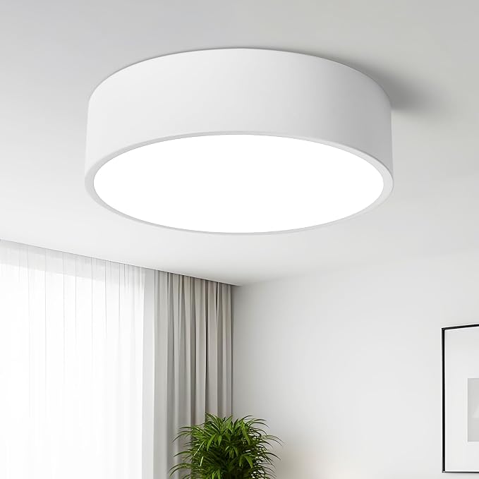 Modern LED Round Flush Mount Ceiling Light Fixture,White,11.81 inch | Dimmable,24Watts,Bright Adjustment,5CCT 3000K/3500K/4000K/5000K/6000K,Matte,Metal,for Kitchen,Bedroom,Bathroom,Hallway,Closet