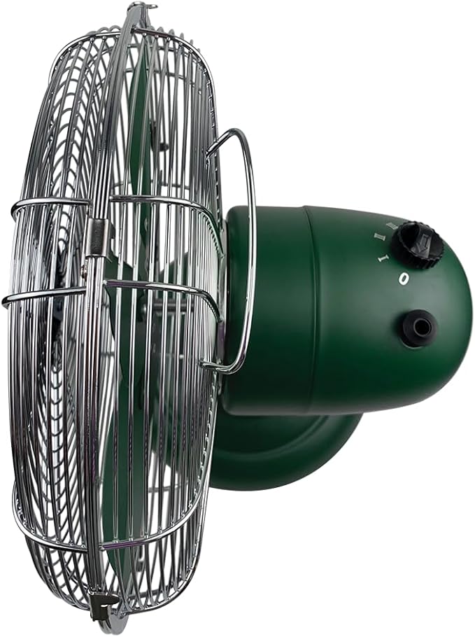 Good Housekeeping 92617 All-Metal 12" Retro Desk Office Table Fan with Wide Oscillation, 3-Speed Settings & Carrying Handle, Alpine Green