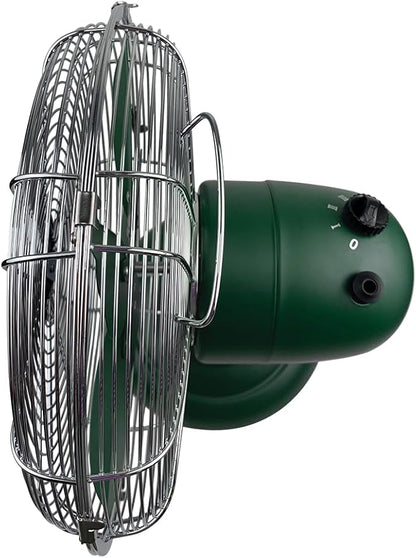 Good Housekeeping 92617 All-Metal 12" Retro Desk Office Table Fan with Wide Oscillation, 3-Speed Settings & Carrying Handle, Alpine Green