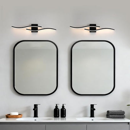 Black Curved Bathroom Vanity Light Fixture Over Mirror, 31.5 inch Modern LED Wall Lamp 5CCT Dimmable Bathroom Light Fixture Modern Vanity Lighting Wall Sconces