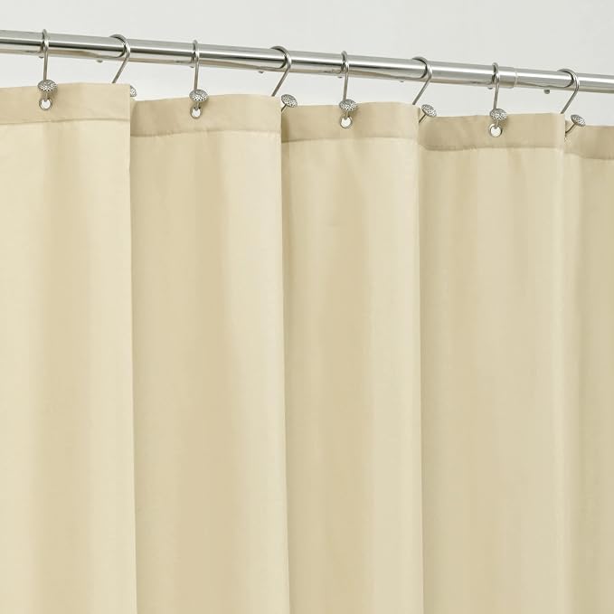 ALYVIA SPRING 54x78 Stall Waterproof Fabric Shower Curtain or Liner Cream | 2 Magnets, Soft Cloth & Hotel Quality, Machine Washable, Light-Weight, Long Stall Size