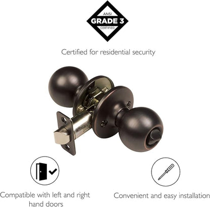 Design House 791590 Ball Privacy Bed and Bath Door Knob Oil Rubbed Bronze