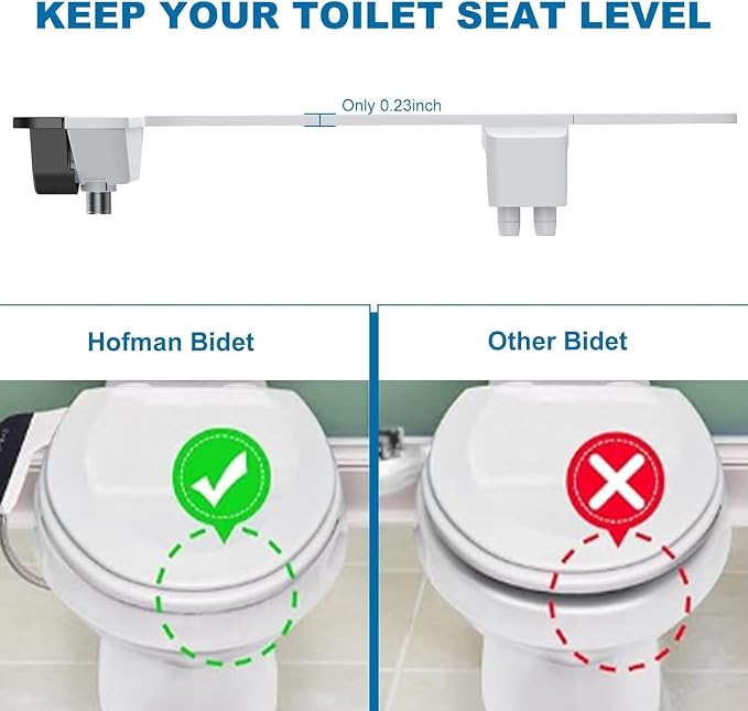 Bidet Attachment for Toilet Seat Water Pressure, Hygienic Bidets Attachment for Existing Toilets - Adjustable Fresh Water Pressure Dual Nozzle (Frontal & Rear Wash) Easy to Install,