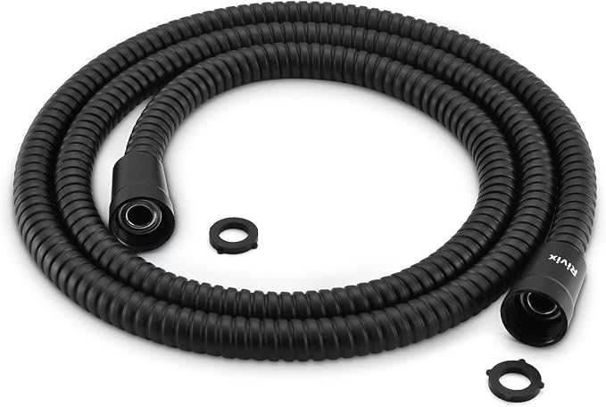 Shower Hose Extra Long Shower Hose-Replacement-PVC Encapsulated Stainless Steel Core,Rust-Resistant &No Teflon Tape Needed,Flexible&Kink-Resistant for Handheld Shower Heads Pets,RV Black 118"