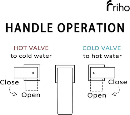 Friho Matte Black Bathroom Faucets 3 Hole, 8 Inch Widespread 2 Handle Square Waterfall Bathroom Sink Faucets with Pop-up Drain and Supply Lines, Vanity Faucet Suitable for Lavatory Restroom RV