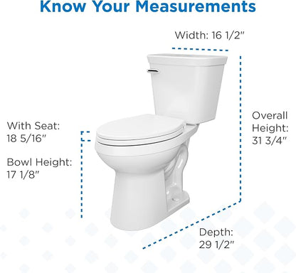 Gerber Viper Force Elongated Two-Piece Toilet, Soft-Close Seat, White | Strong flush clears the bowl every time | Seat lifts off in seconds for easy cleaning | Tool-free install kit included