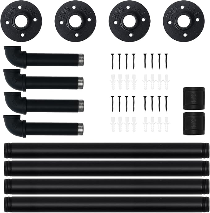 HouseAid Industrial Pipe Towel Rack, Farmhouse Bathroom Towel Storage Holder, Vintage Style Towel Organization, Wall Mounted, Matte Black