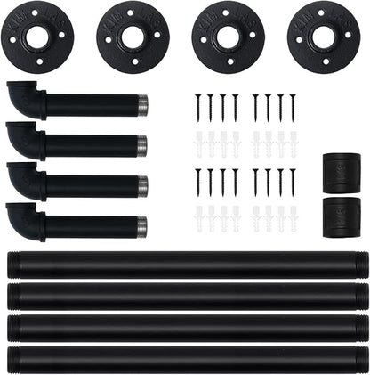 HouseAid Industrial Pipe Towel Rack, Farmhouse Bathroom Towel Storage Holder, Vintage Style Towel Organization, Wall Mounted, Matte Black