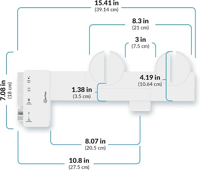 CLEAR REAR Bidet Attachment for Toilet Seat - Non-Electric with Self Cleaning Dual Nozzles, Leak Proof Connectors, Adjustable Water Spray, Rear & Feminine Wash - Hygienic Bathroom Upgrades
