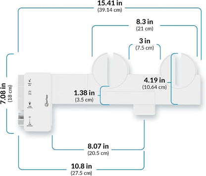 CLEAR REAR Bidet Attachment for Toilet Seat - Non-Electric with Self Cleaning Dual Nozzles, Leak Proof Connectors, Adjustable Water Spray, Rear & Feminine Wash - Hygienic Bathroom Upgrades