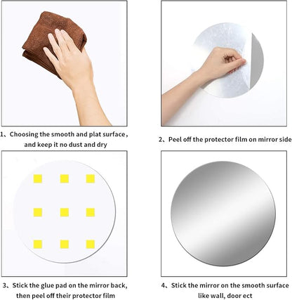 12'' Round Wall Mirror Tiles Self Adhesive Circle Mirror for Wall | High Clear Acrylic Mirror with Adhesive Tapes, Decorative Mirror for Wall, Bathroom, Bedroom, Door, Deocr