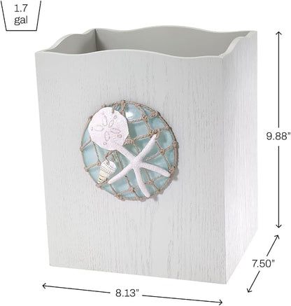 Avanti Linens - Wastebasket, Decorative Trash Can, Coastal, Seaglass