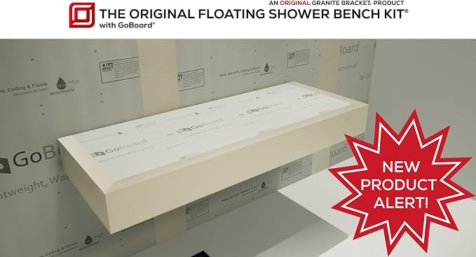 Floating Shower Bench Kit with GoBoard® - Original Shower Bench Bracket® (60")-Shower Bench,Bench Seat, DIY Shower Benches,Bathroom Décor, Space Efficiency, Luxurious Feel,1 Count