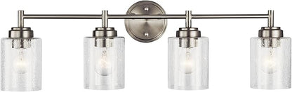 Kichler Winslow 30" Vanity Light in Brushed Nickel, 4-Light Transitional Bathroom Light with Clear Seeded Glass. (30" W x 9.25" H), 45887NI