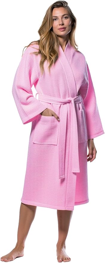 Turquaz Womens Lightweight Waffle Kimono Bathrobe for Men - Soft Quick-Dry Spa & Summer Towel Robe, Cotton Blend