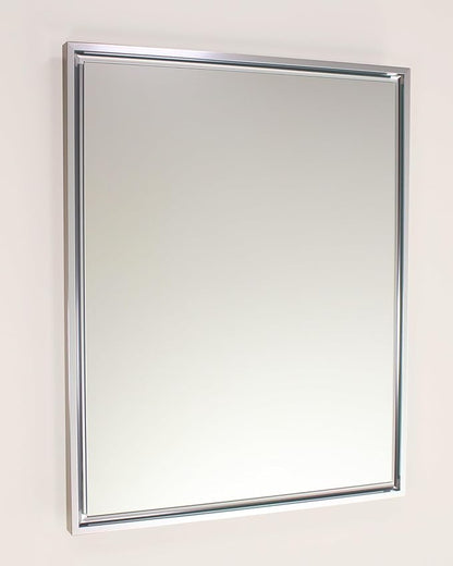 Fox Hollow Furnishings 16x20 Parker Metro Metal Framed Rectangle Recessed Bathroom Medicine Cabinet, Floating Mirror, 14x24 in-Wall Opening, Steel, Adjustable Glass Shelves, Magnet Close, Chrome