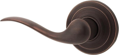 Kwikset Tustin Dummy Door Handle, Single Sided Lever for Closets, French Double Doors, and Pantry, Venetian Bronze Non-Turning Left Handed Interior Push/Pull Lever, with Microban Protection
