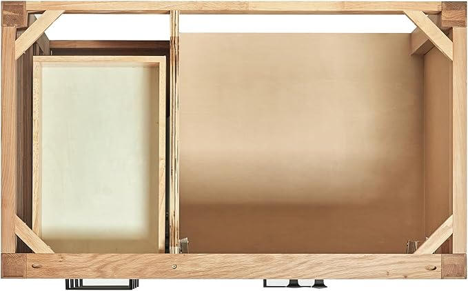 ARIEL Cambridge 36-inch Bathroom Vanity Base Cabinet,Solid Wood, 2 Soft Closing Doors, 5 Dovetail Drawers, White Oak