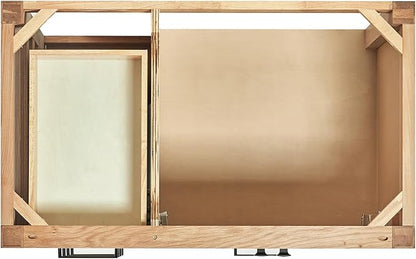 ARIEL Cambridge 36-inch Bathroom Vanity Base Cabinet,Solid Wood, 2 Soft Closing Doors, 5 Dovetail Drawers, White Oak