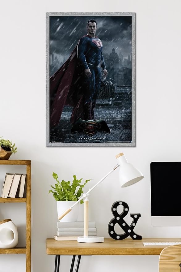 Trends International DC Comics Movie Batman v Superman - Superman Wall Poster, 34L x 22.4W, Gray Framed Version