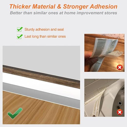 White Caulk Tape Waterproof Self Adhesive, Toilet & Bathtub Sealant Strip, Peel & Stick Caulking Tape for Floor Tile Corner Trim & Shower, Bathroom Accessories, Better Than Silicone Caulk