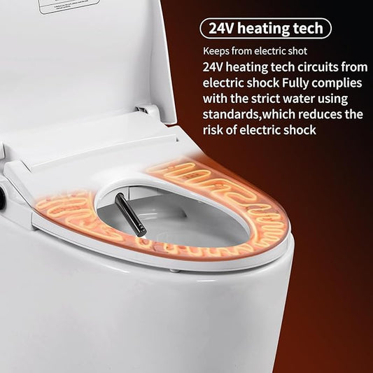 Elongated Electric Bidet Toilet Seat, Heated Seat with Dryer & Warm Water Cleaning,Elongated & Round Toilet Seat Compatible,Soft Close Heated Toilet Seat,Bidet with Warm Water Spray