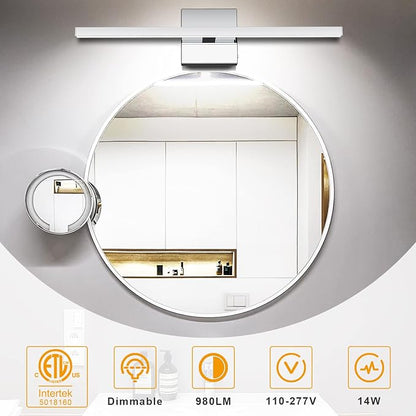 NIORSUN 23.6 inch Chrome Bathroom Vanity Light,14W 5CCT Dimmable LED Bathroom Lighting Fixtures Over Mirror, Modern Vanity Lights for Bathrooms Restroom Mirror- ETL Certified