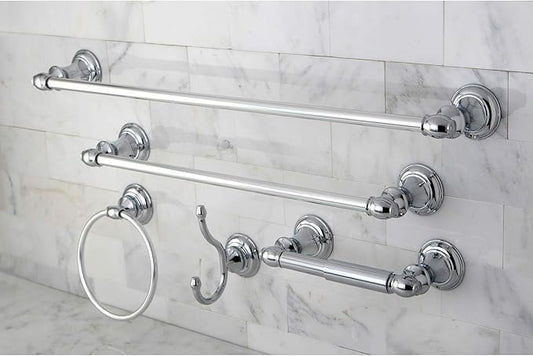 Kingston Brass BAHK2612478C Provence 5-Piece 18-Inch and 24-Inch Towel Bars Bathroom Accessory Set in Polished Chrome