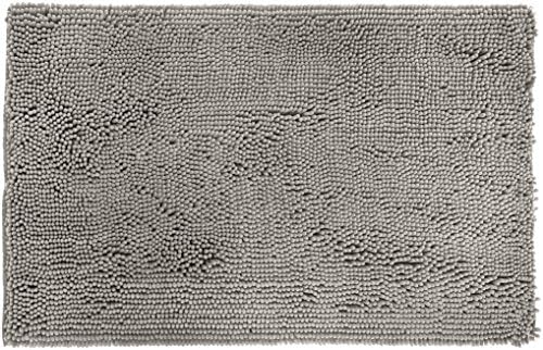 Amazon Basics Platinum Bathroom Rug Mat, Ultra Absorbent Plush Shag, Non-Slip, Quick Drying, Machine Washable, 21" x 34"