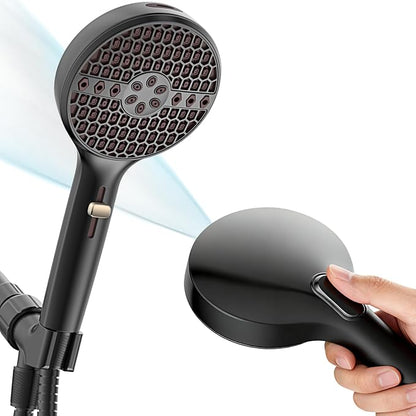 Handheld Shower Head High Pressure, 9-Mode with Power Wash, Matte Black | 71 Inch Kink-Free Hose, Adjustable Bracket, Patented Push-Slide Control, Leakproof for Low Water Pressure