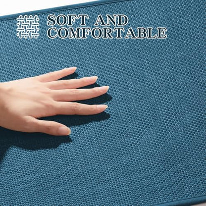chakme Bathroom Rugs Mat 47x24, Ultra Thin Non Slip Bath Mat Large Quick Dry Absorbent Bath Mat for Bathroom Floor, (Dark Blue, 47"x24")