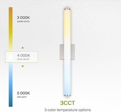 ASD 36" LED Linear Vanity Light Fixture, Modern Bathroom Sconce — 3 Color 3000K-5000K, Dimmable, 30W 2100LM, Energy Star & ETL Listed — Over Mirror Makeup Slim Bar for Bedroom, Cabinets — Nickel