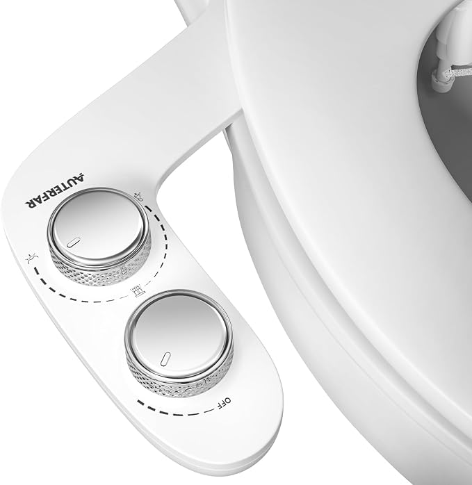 Bidet Attachment for Toilet, Dual Nozzle with Self-Cleaning Bidet Toilet Seat, Non-Electric Ultra-Thin Bidets for Existing Toilets, Rear/Feminine Wash with Adjustable Water Pressure, CSL0401