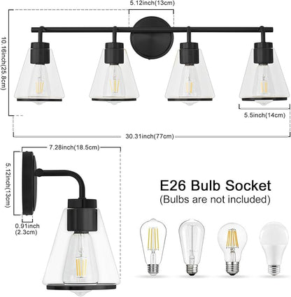 30" Black Bathroom Light Fixtures 4 Light Bathroom Vanity Lights Over Mirror