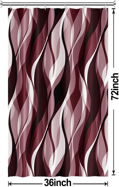 Stall Shower Curtain, Small Burgundy Shower Curtain Set for Bathroom Modern Waterproof Narrow Ombre Shower Curtain Set with Hooks, 36x72 Inch
