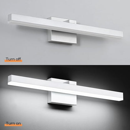 PRESDE Modern 24inch Bathroom Vanity Light LED Bathroom Light Fixture Over Mirror Dimmable Silver Bath Wall Lighting