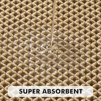 MIULEE Set of 2 Waffle Bathroom Rugs Bordered Mat Brown 17"x24"+18"x30"