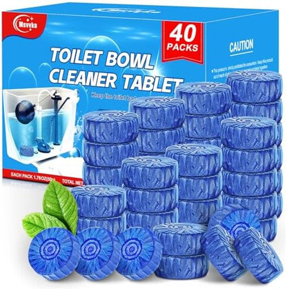 Msvvko Toilet Bowl Cleaner Tablets 40 Pcs, Septic Safe Automatic Toilet Tank Cleaner with Sustained-Release Technology, Powerful Long-Lasting Blue Tabs for Bathroom Stain Remover & Deodorizer