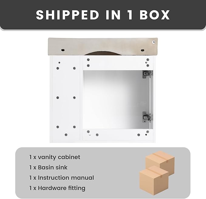 24 Inch Floating Vanity,24" Bathroom Vanity with Sink Combo,Modern Single Sink Bathroom Vanity Combo,White Wall Mounted Cabinet Set