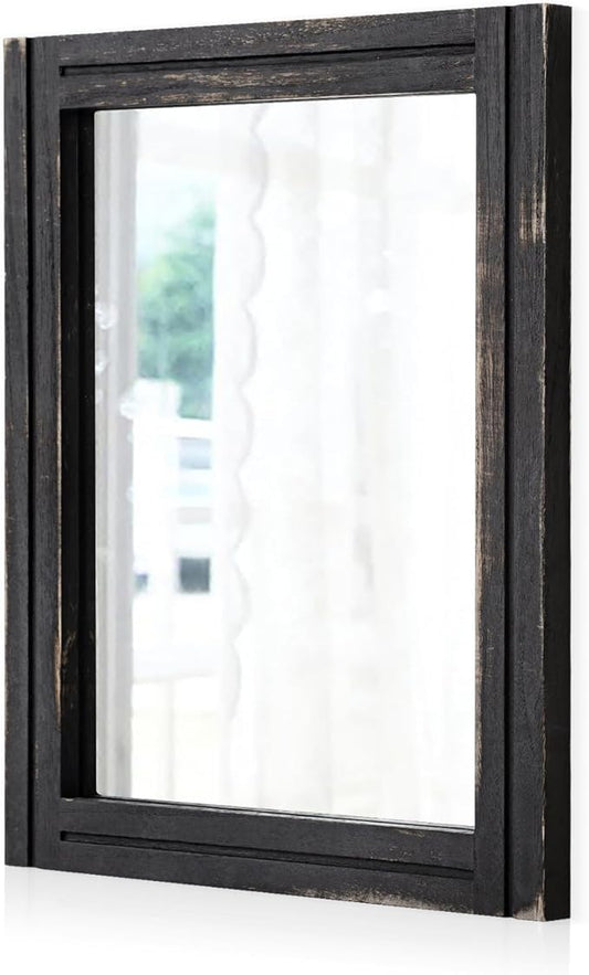 AAZZKANG Wall Mounted Mirror Small Rectangular Retro Mirrors with Wood Frame for Bedroom Living Room Bathroom Entryway