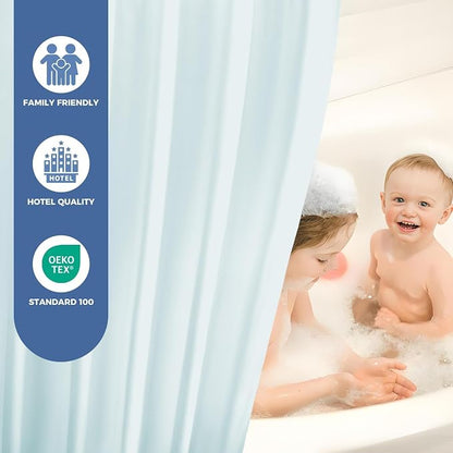 downluxe Waterproof Fabric Shower Curtain Liner, Soft Cloth Shower Liner with Magnets, Machine Washable & Hotel Quality Bathroom Curtain, 70" W x 72" L, Blue