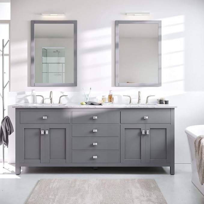 Artemis 72 in. Gray Double Sink Bath Vanity with Engineered Top and Undermount Porcelain Sinks